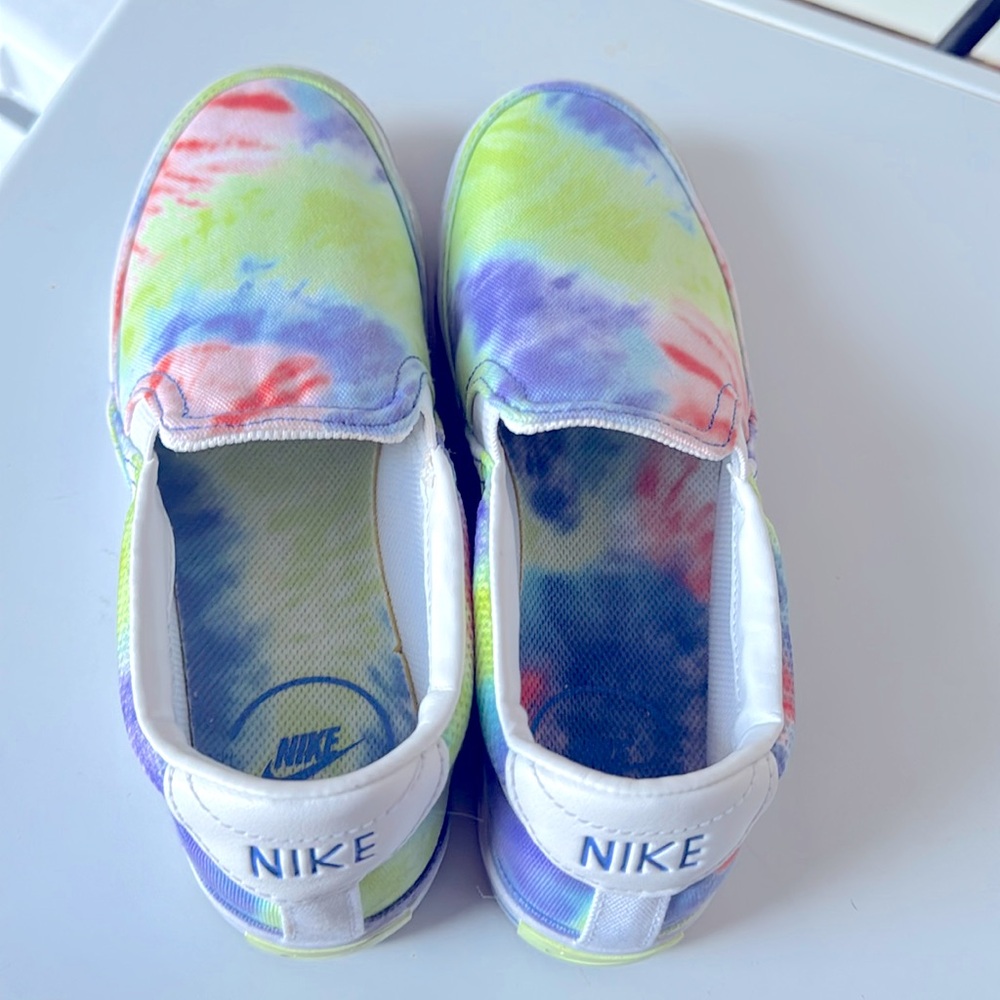 Nike Tie-Dye Slip-On Flats in Pastel Multi-Color